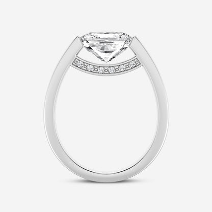 Veronica Elongated Cushion Diamond Engagement Ring with Pavé