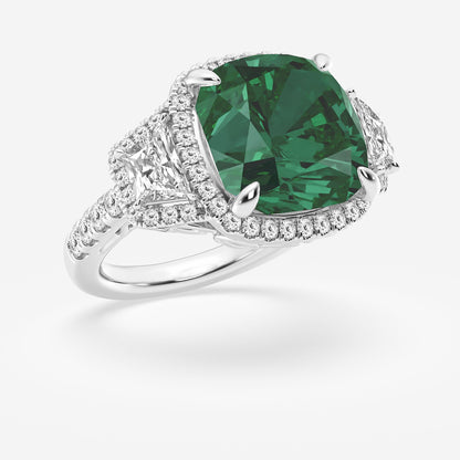 Jasmine Elongated Cushion Emerald Engagement Ring