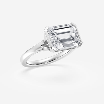 Majesty Emerald Diamond Half-Bezel Solitaire Engagement Ring