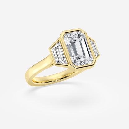Charis Emerald Diamond Three Stone Engagement Ring