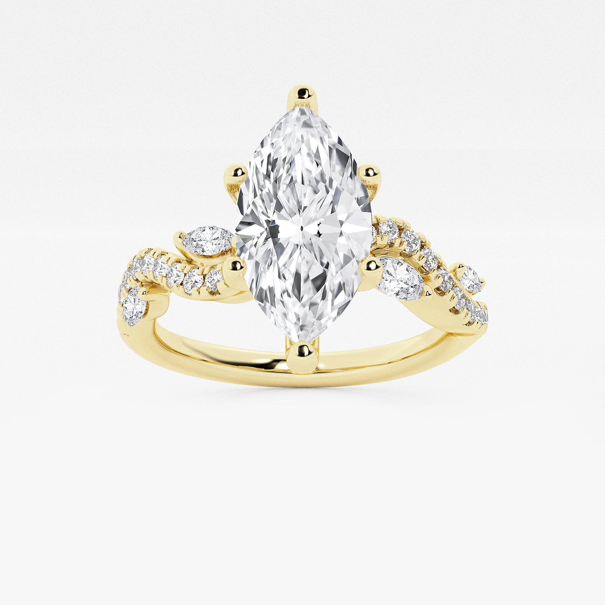 Bella Marquise Diamond Vine Engagement Ring in 14K Yellow Gold - 2.375 CTW