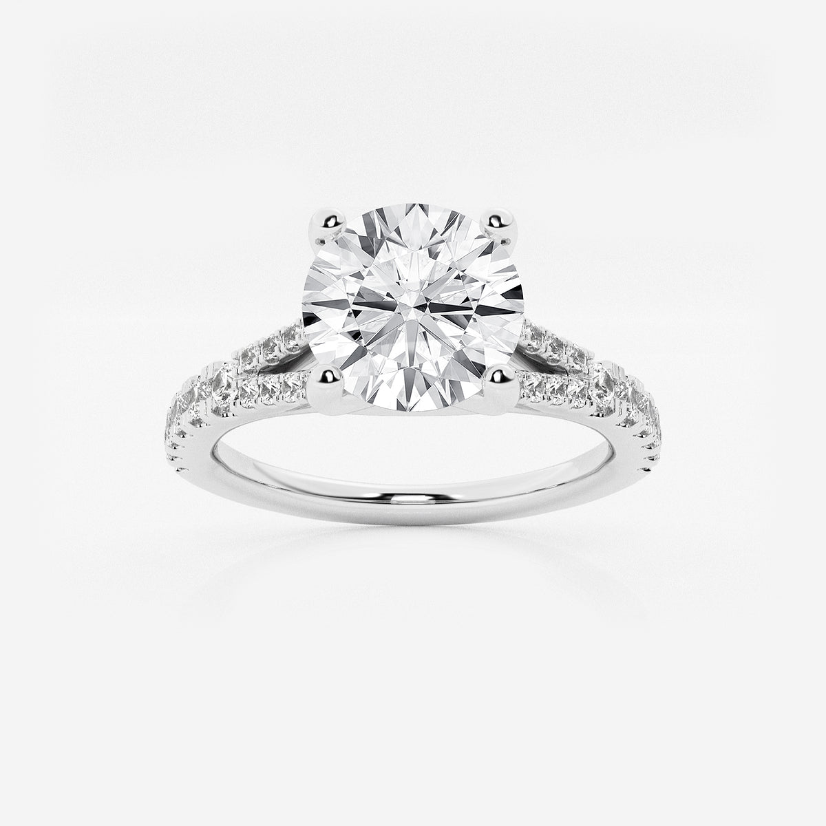 Nirvana Round Diamond Split Shank Engagement Ring in 14K White Gold - 2.33 CTW