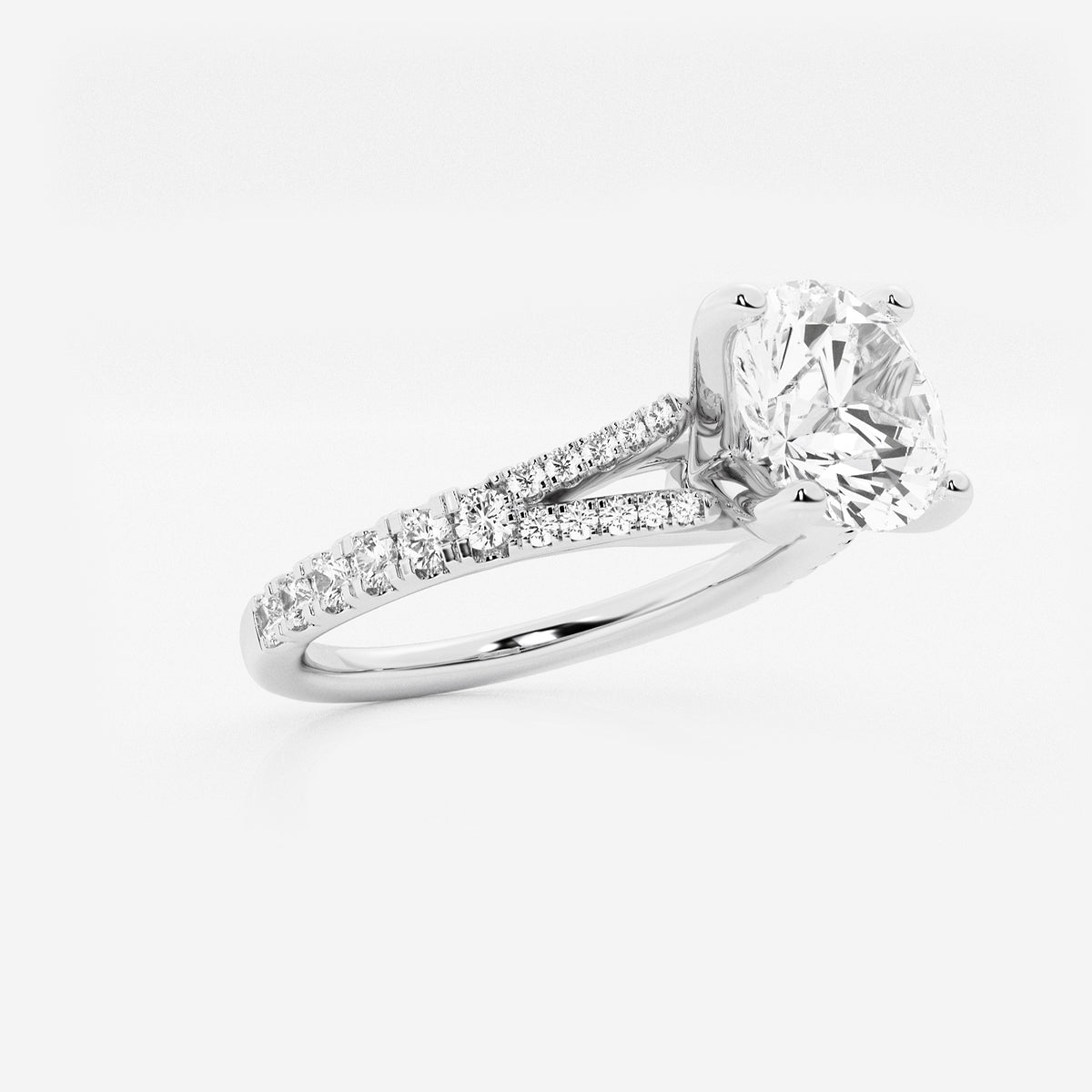 Nirvana Round Diamond Split Shank Engagement Ring in 14K White Gold - 2.33 CTW