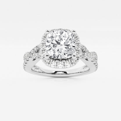 Utopia Cushion Diamond Crossover Halo Ring in 14K White Gold - 2.625 CTW