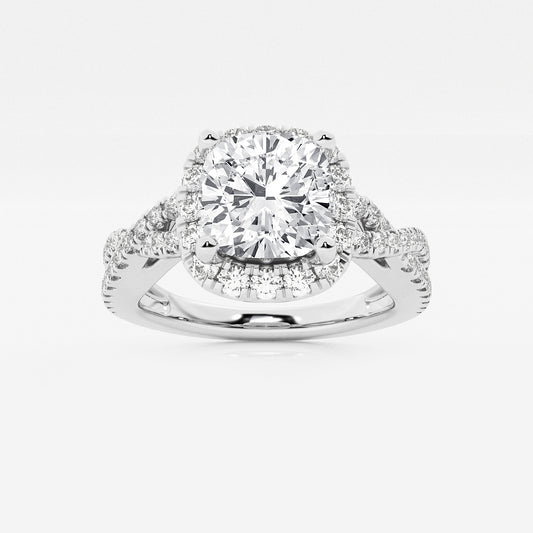 Utopia Cushion Diamond Crossover Halo Ring in 14K White Gold - 2.625 CTW
