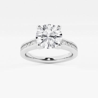 Round Diamond Engagement Ring with Channel Set Sides in Platinum - 8.25 CTW