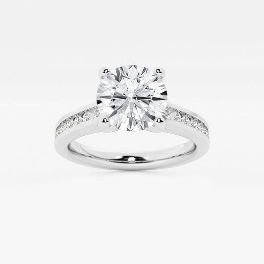 Round Diamond Engagement Ring with Channel Set Sides in Platinum - 8.25 CTW