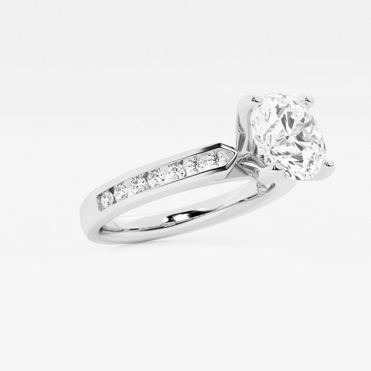 Round Diamond Engagement Ring with Channel Set Sides in Platinum - 8.25 CTW