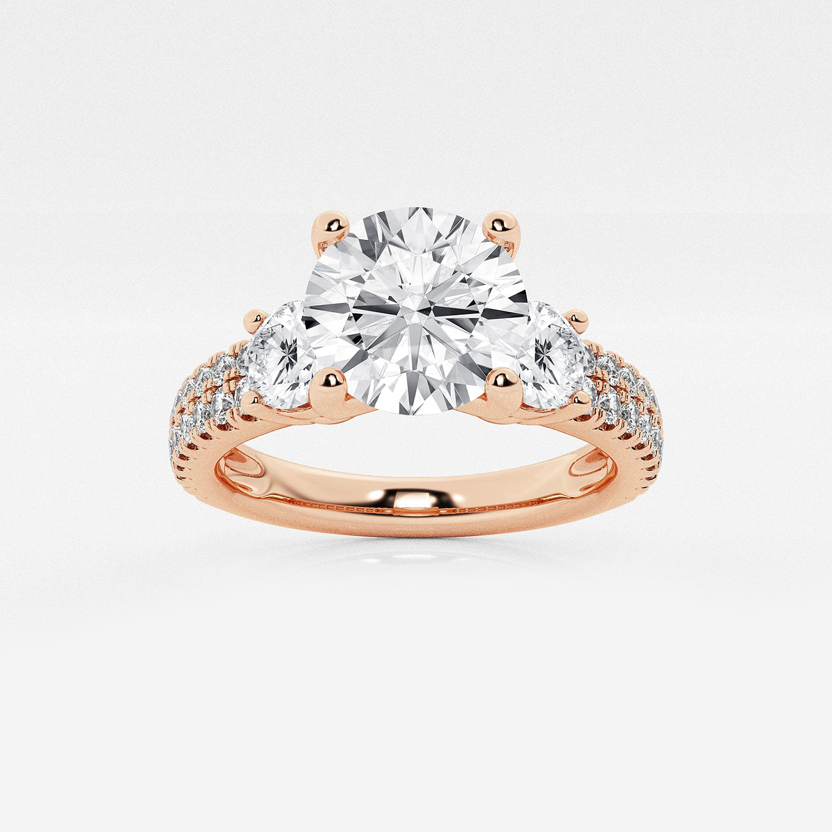 Marbella Round Diamond Double Row Side Accents Ring in 14K Rose Gold - 1.75 CTW