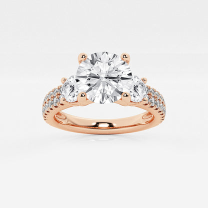 Marbella Round Diamond Double Row Side Accents Ring in 14K Rose Gold - 1.75 CTW