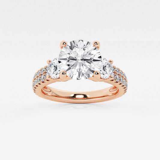 Marbella Round Diamond Double Row Side Accents Ring in 14K Rose Gold - 1.75 CTW
