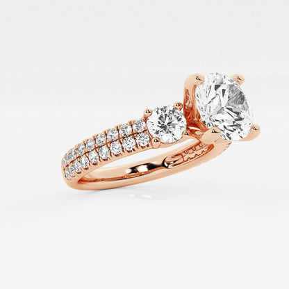 Marbella Round Diamond Double Row Side Accents Ring in 14K Rose Gold - 1.75 CTW