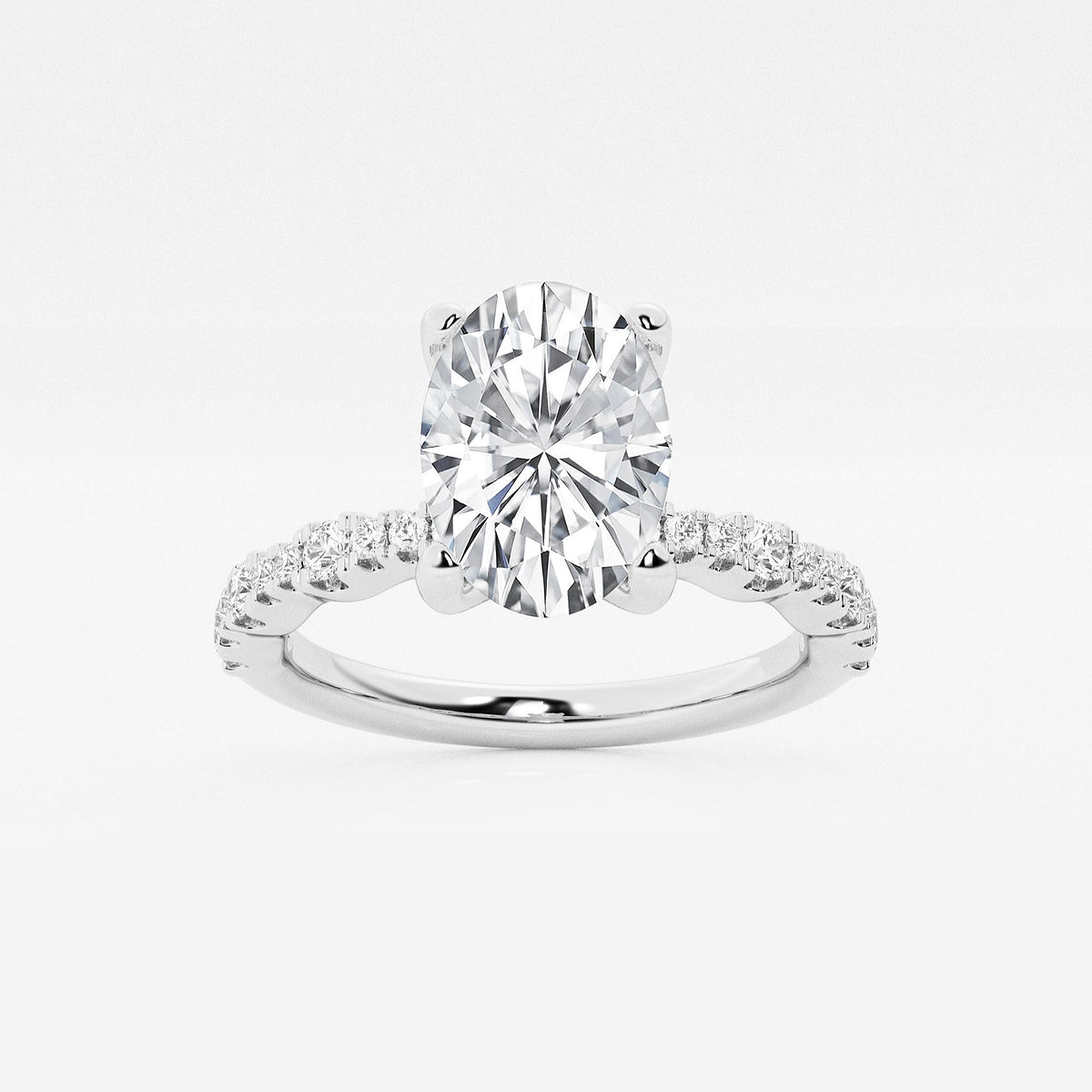 Eleanor Oval Diamond Station Engagement Ring in 14K White Gold - 2.5 CTW
