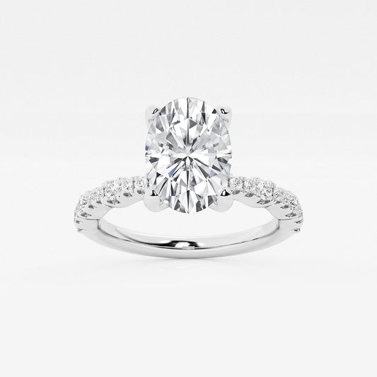 Eleanor Oval Diamond Station Engagement Ring in 14K White Gold - 2.5 CTW