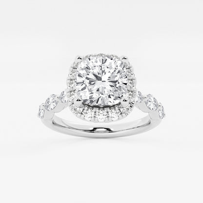Ara Cushion Diamond Floating Marquise Halo Ring in Platinum - 2.75 CTW