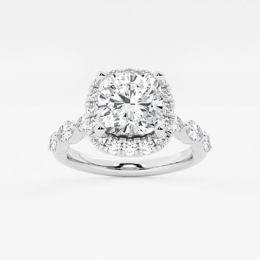Ara Cushion Diamond Floating Marquise Halo Ring in Platinum - 2.75 CTW
