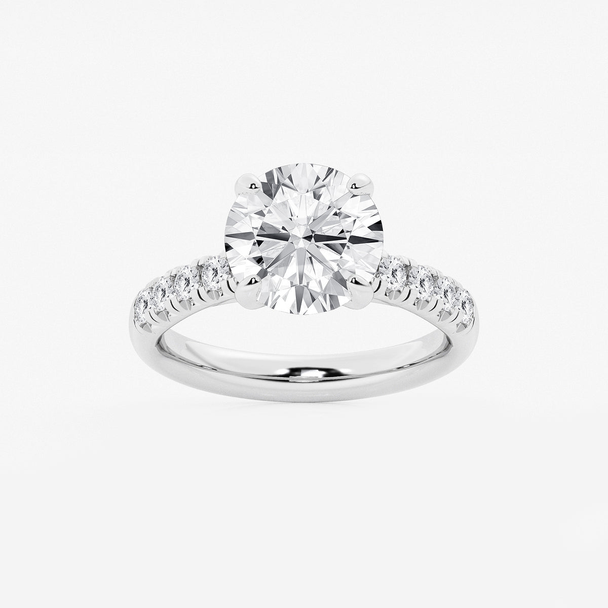 Blair Round Diamond French Pavé Engagement Ring in 14K White Gold - 3.875 CTW