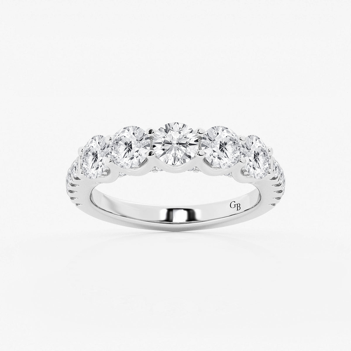 Joselyn 3 ctw Round Lab Grown Diamond Five-Stone Anniversary Band    14K White Gold, DE, VS1