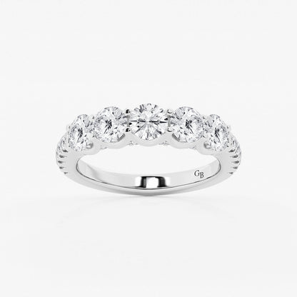 Joselyn 3 ctw Round Lab Grown Diamond Five-Stone Anniversary Band    14K White Gold, DE, VS1