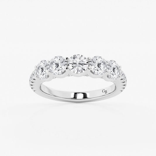 Joselyn 3 ctw Round Lab Grown Diamond Five-Stone Anniversary Band    14K White Gold, DE, VS1