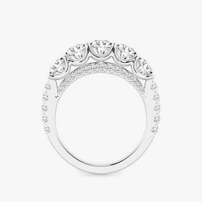 Joselyn 3 ctw Round Lab Grown Diamond Five-Stone Anniversary Band    14K White Gold, DE, VS1
