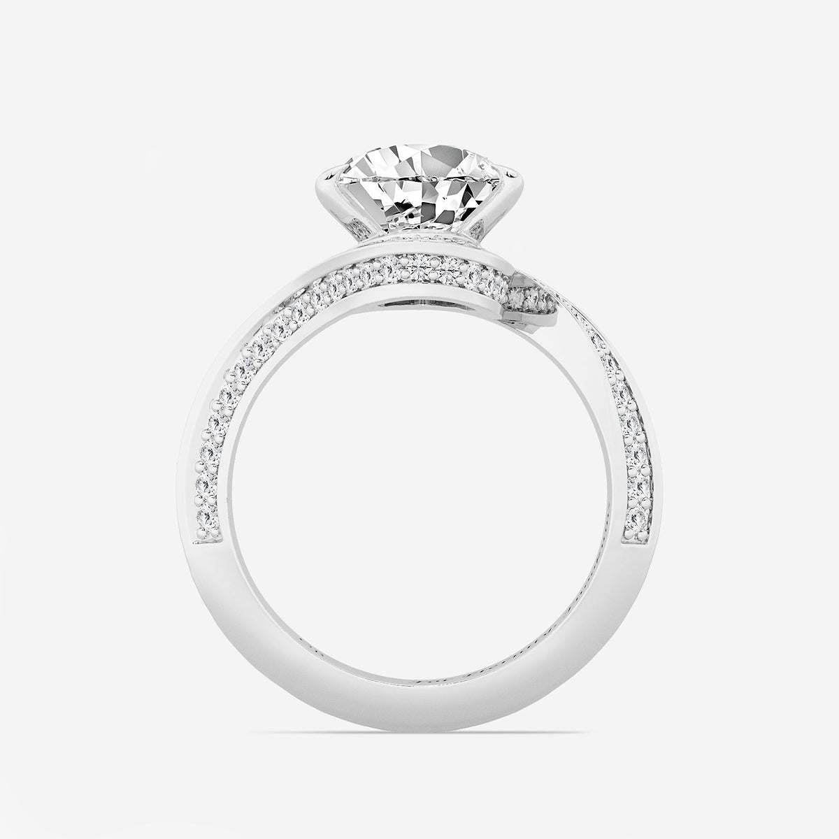 Rebecca Pear Diamond Twisted Bypass Side Stone Ring in Platinum - 3.5 CTW