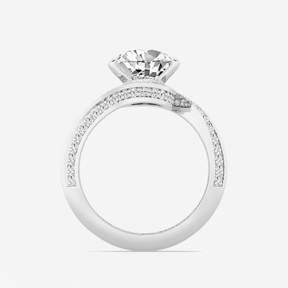 Rebecca Pear Diamond Twisted Bypass Side Stone Ring in Platinum - 3.5 CTW