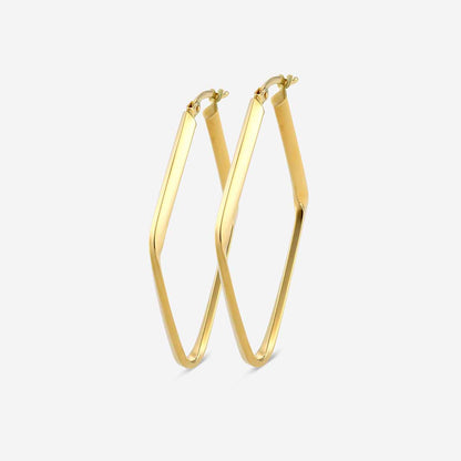 Plain Square Hoop Earrings    14K Yellow Gold