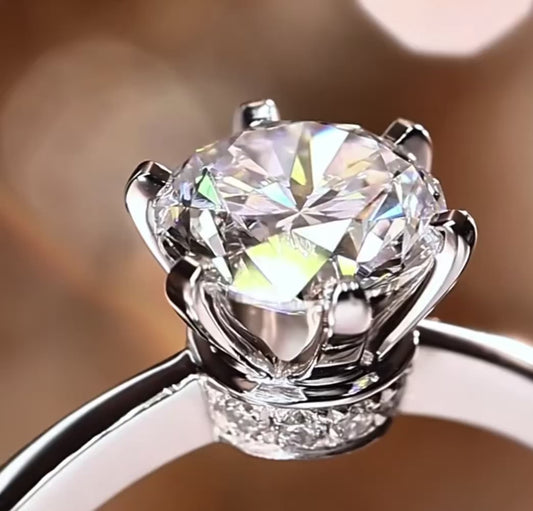 The Celestial Solitaire Round Diamond Six-Prong Ring with Hidden Halo