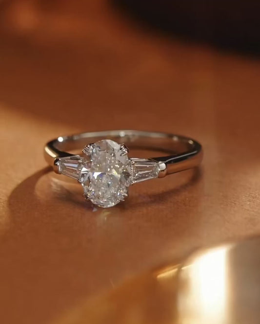 Elysian Taper Three Stones Engagement Ring