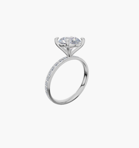 Channel engagement 4 prongs round diamond 1 carat ring