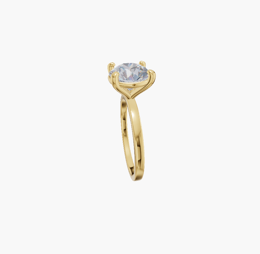 Plain engagement 4 prongs round diamond 1 carat ring