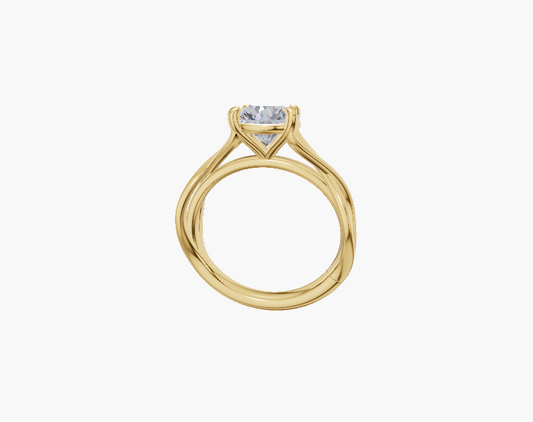 Twisted engagement 4 prongs round diamond 1 carat ring