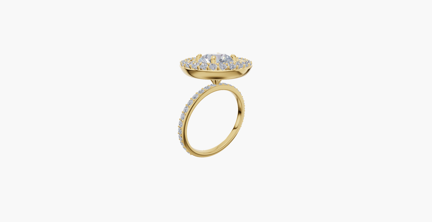 Plate-prong engagement 4 prongs round diamond 1 carat ring
