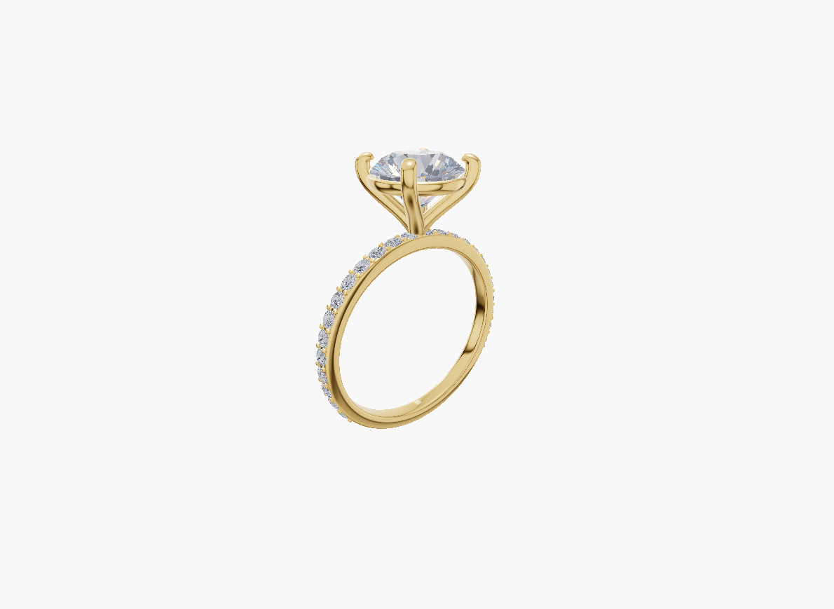 Plate-prong engagement 4 prongs round diamond 1 carat ring