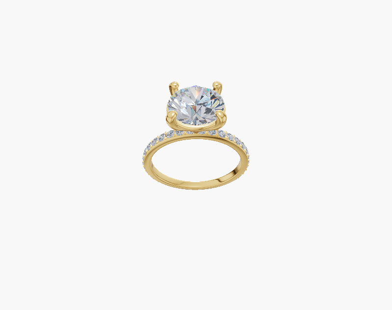 Plate-prong engagement 4 prongs round diamond 1 carat ring