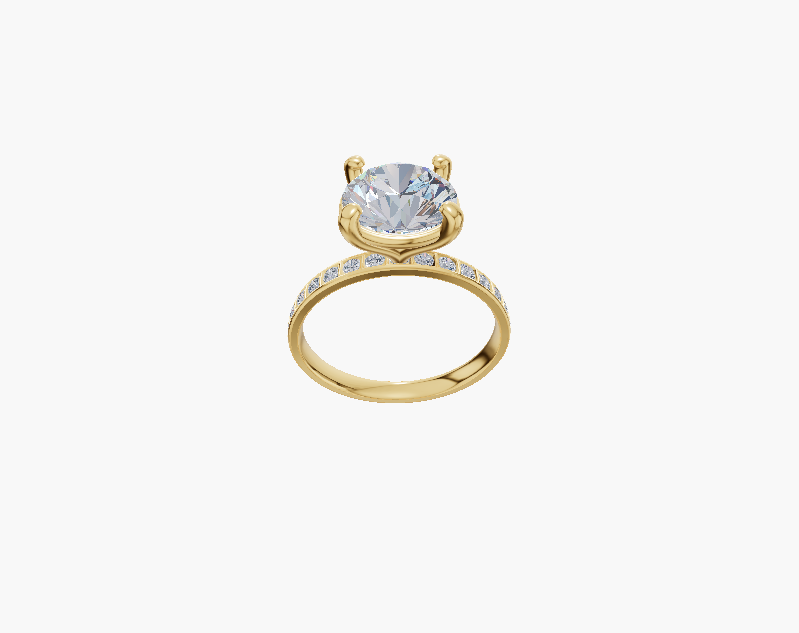 Channel engagement 4 prongs round diamond 1 carat ring
