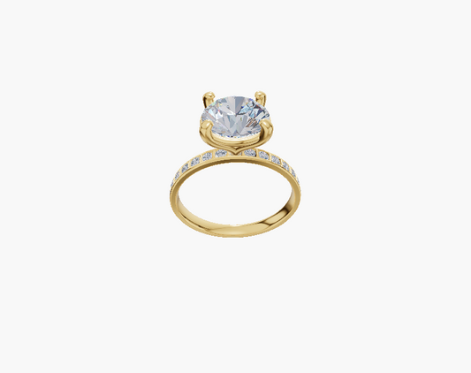 Channel engagement 4 prongs round diamond 1 carat ring