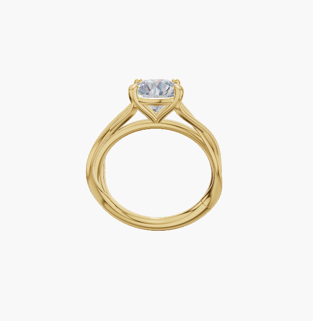Twisted engagement 4 prongs round diamond 1 carat ring