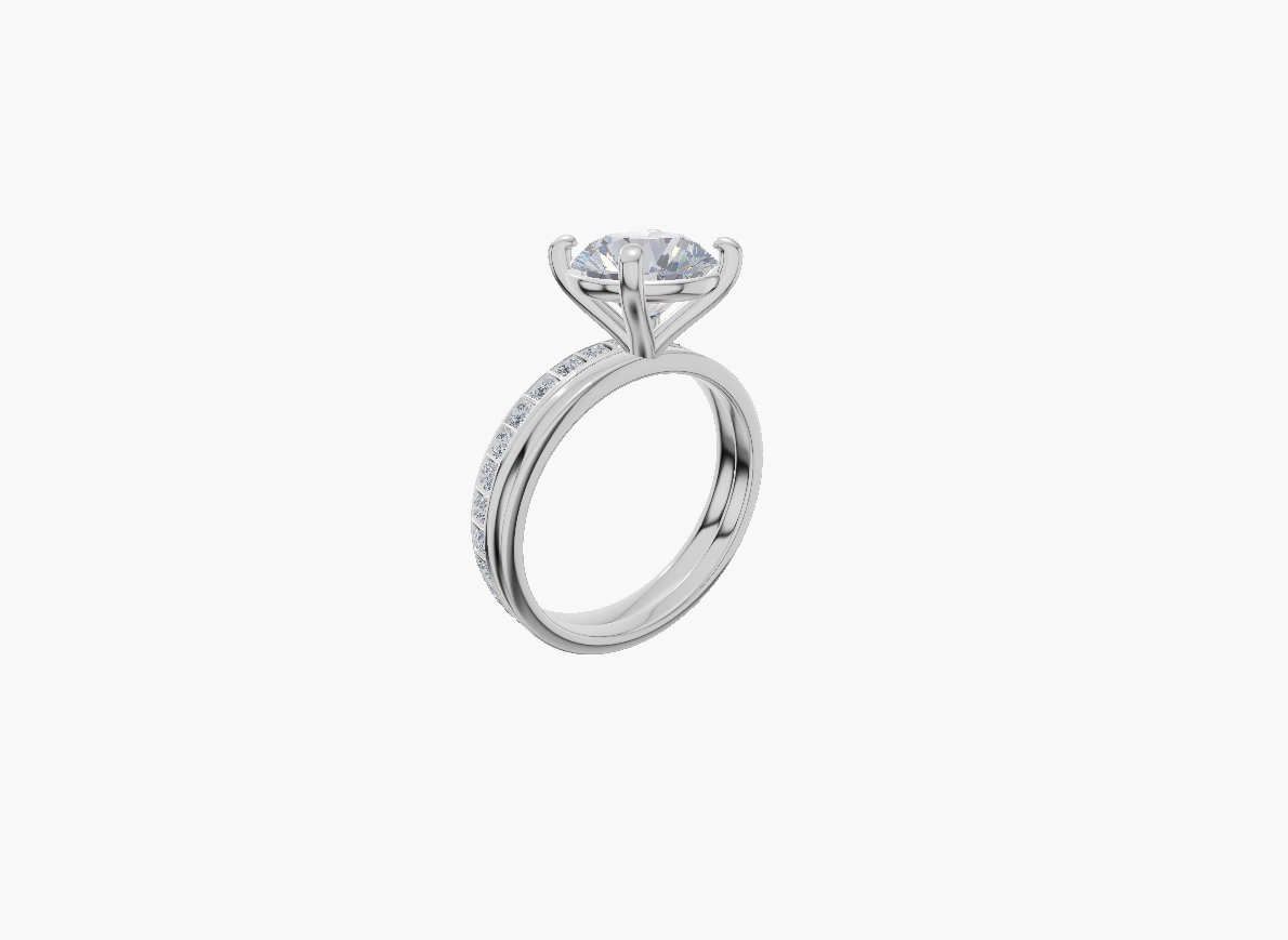 Plain engagement 4 prongs round diamond 1 carat ring