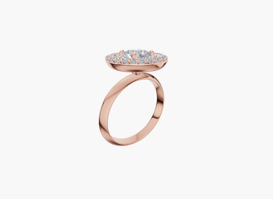 Knife-edge engagement 4 prongs round diamond 1 carat ring