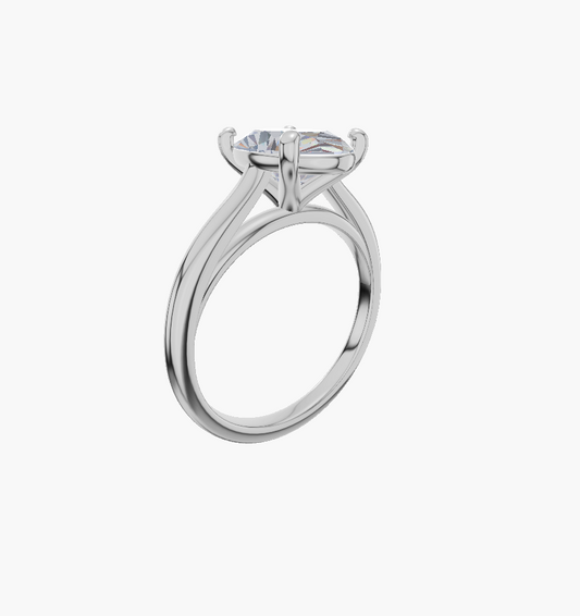 Cathedral engagement 4 prongs oval diamond 2 carat ring