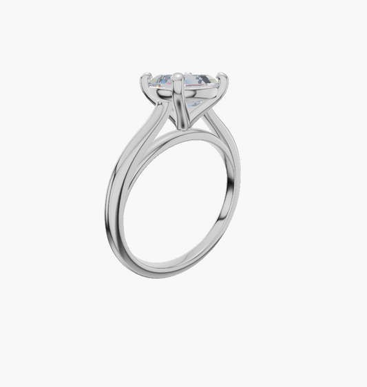 Cathedral engagement 4 prongs asscher diamond 1 carat ring