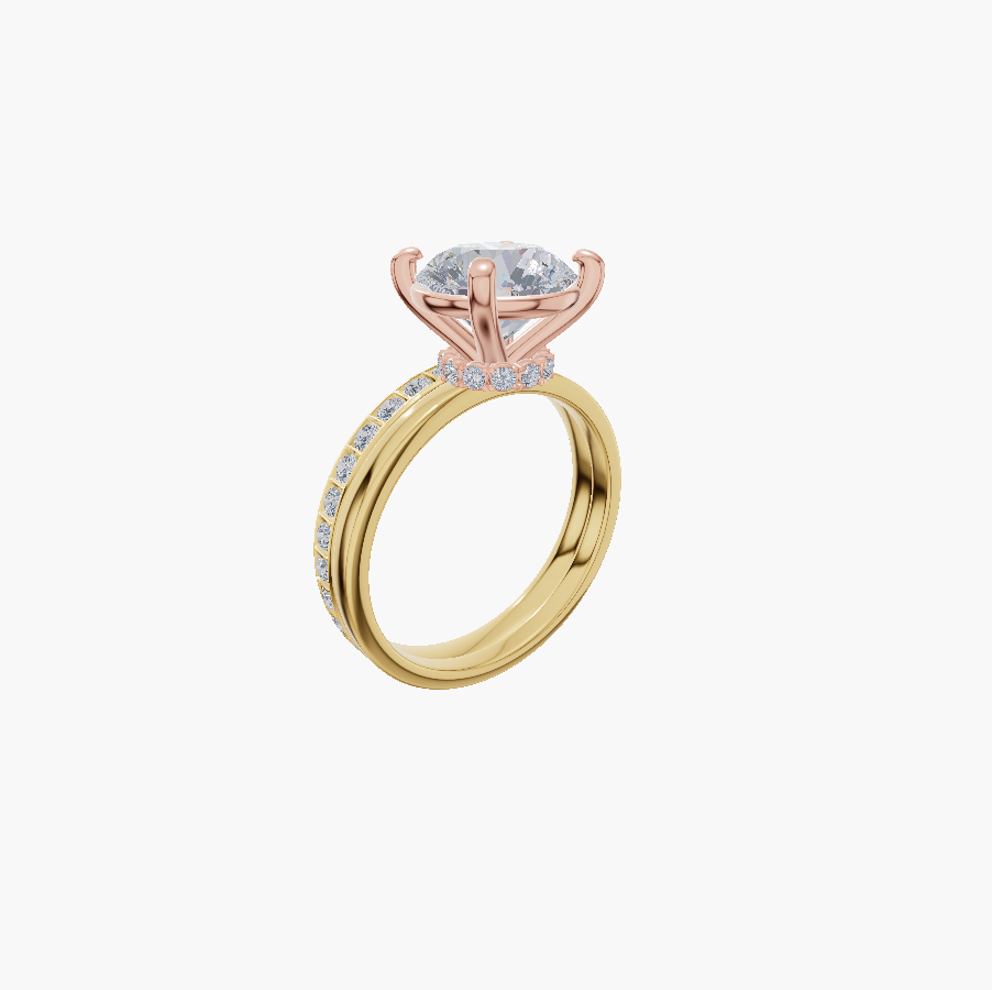 Plain engagement 4 prongs round diamond 2 carat ring