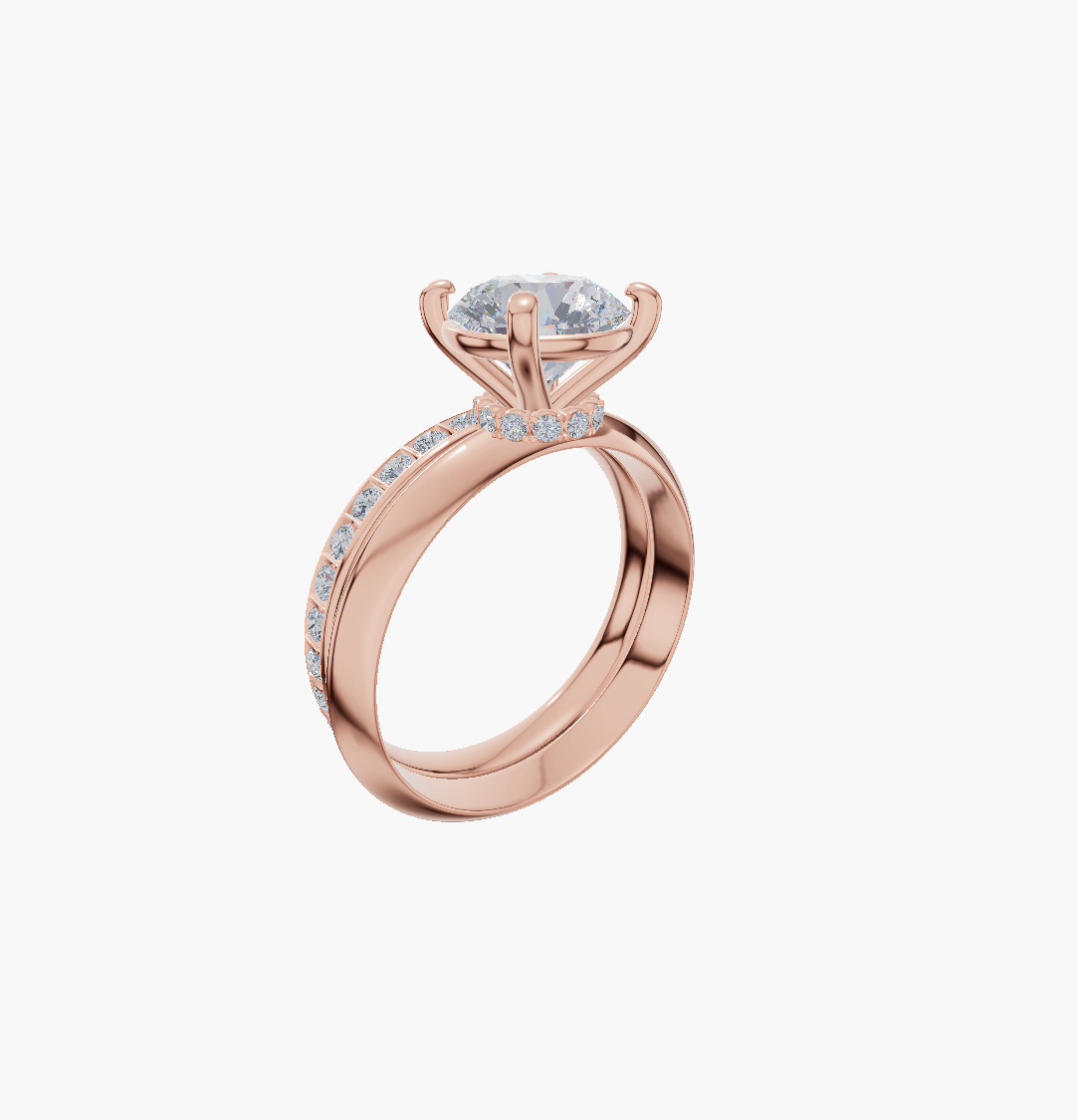 Knife-edge engagement 4 prongs round diamond 2 carat ring