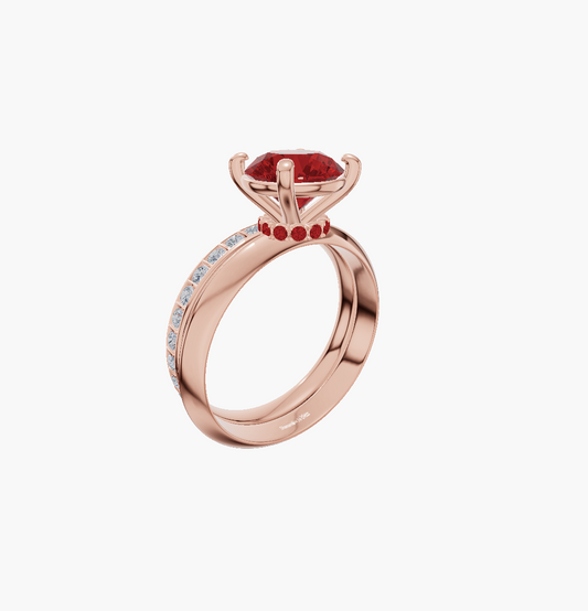 Knife-edge engagement 4 prongs round diamond 2 carat ring