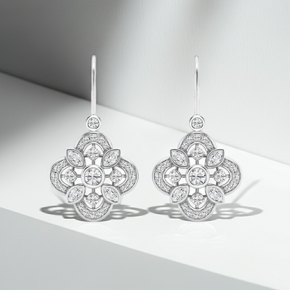 1 1/2 ctw Marquise Lab Grown Diamond Vintage Inspired Earrings    Platinum, DE, VS1